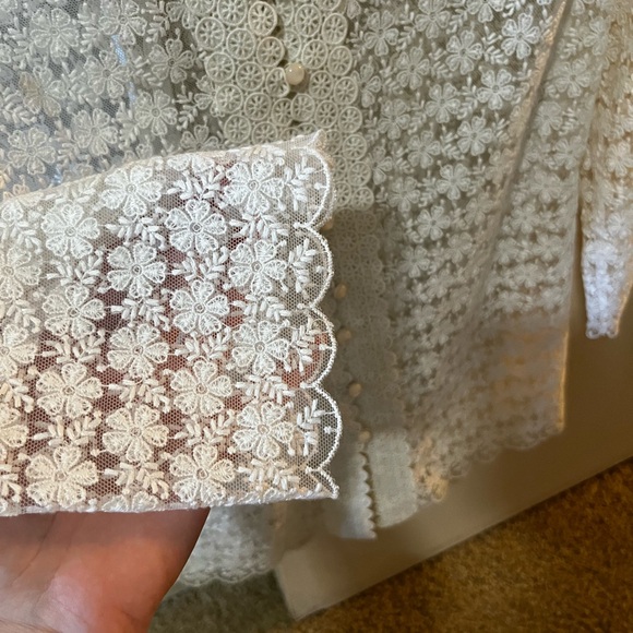 Sezane Cream Lace Long-Sleeve Blouse - Picture 10 of 10